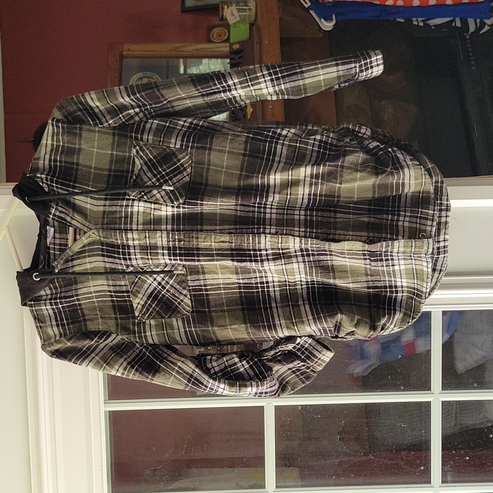 Nobo green and black hooded flannel
